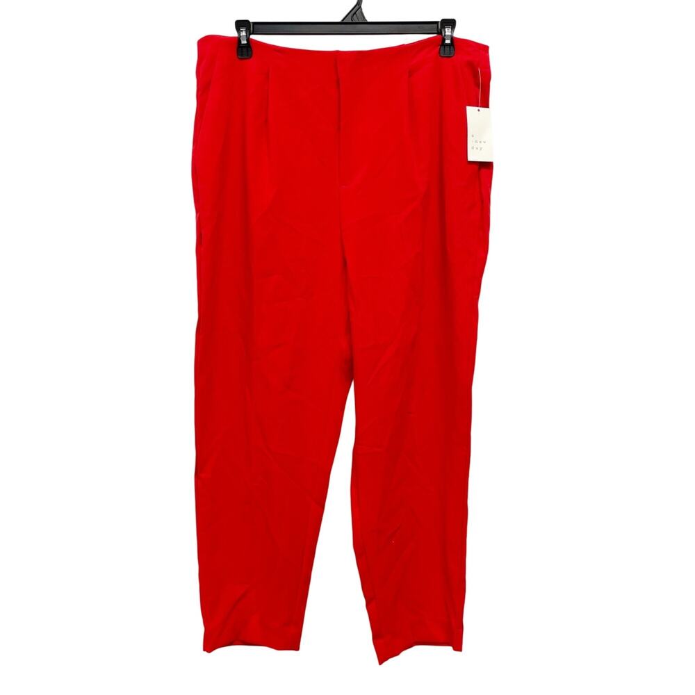 A New Day Women's Red Slim Ankle‎ Mid Rise Stretch Pants Size 16